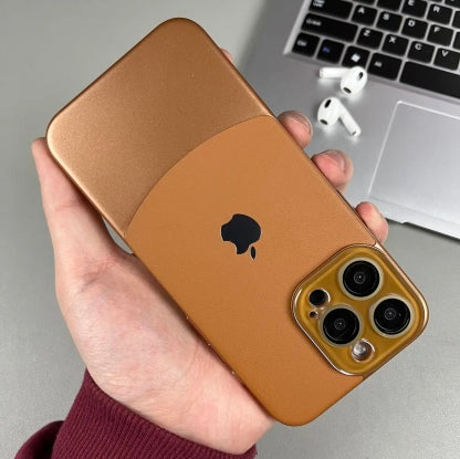 iPhone 12 Series Two-tone leather acrylic lens protective case